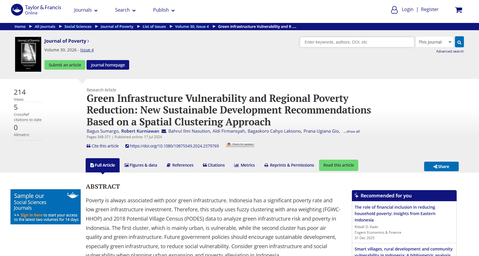 Gambar ke-3 untuk artikel Green Infrastructure Vulnerability and Regional Poverty Reduction: New Sustainable Development Recommendations Based on a Spatial Clustering Approach